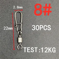 30-Piece Set of Stainless Steel Fishing Snap Swivel Connectors - Durable Fishing Accessories (8)
