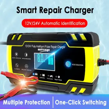 

12 /24V Pulse Repair LCD Charger 3-stage Automatic Charging For Car Motorcycle AGM GEL WET Lead Acid Battery