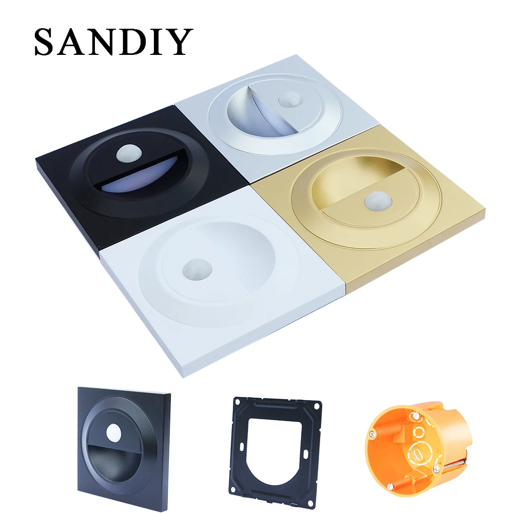 Led Wall Light Step&Stair Lamp Motion Sensor Embedded Night Sconce for Ladder Bedroom Corridor Staircase Fit EU 60mm Box SANDIY motion sensor light,led light,led wall lamp,wall light