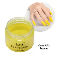 28 г погружной порошок-цвет № 32# Лимонно-Желтый Цвет системы-французский кончик ногтей и Dip маникюр