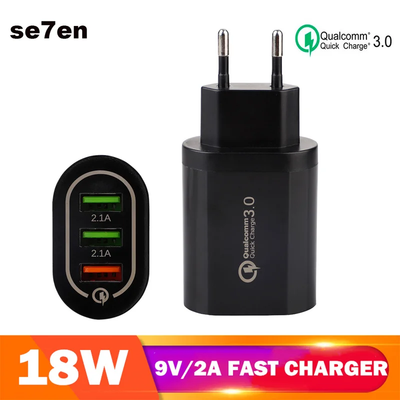 

Universal 18 W USB Quick charge 3.0 5V 3A for Iphone 7 8 EU US Plug Mobile Phone Fast charger charging for Samsug s8 s9 Huawei