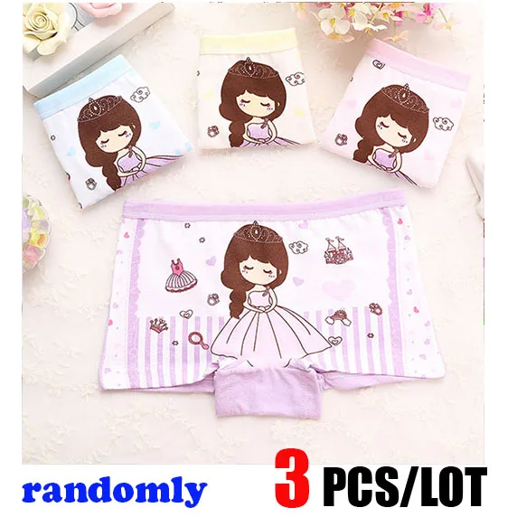 random 3 pcs 3 шт./лот; Новинка; нижнее белье для девочек; хлопковые детские трусы с рисунком; мягкие трусы-боксеры с принтом принцессы для девочек; трусы для школьников; нижнее белье; одежда - Цвет: random 3 pcs