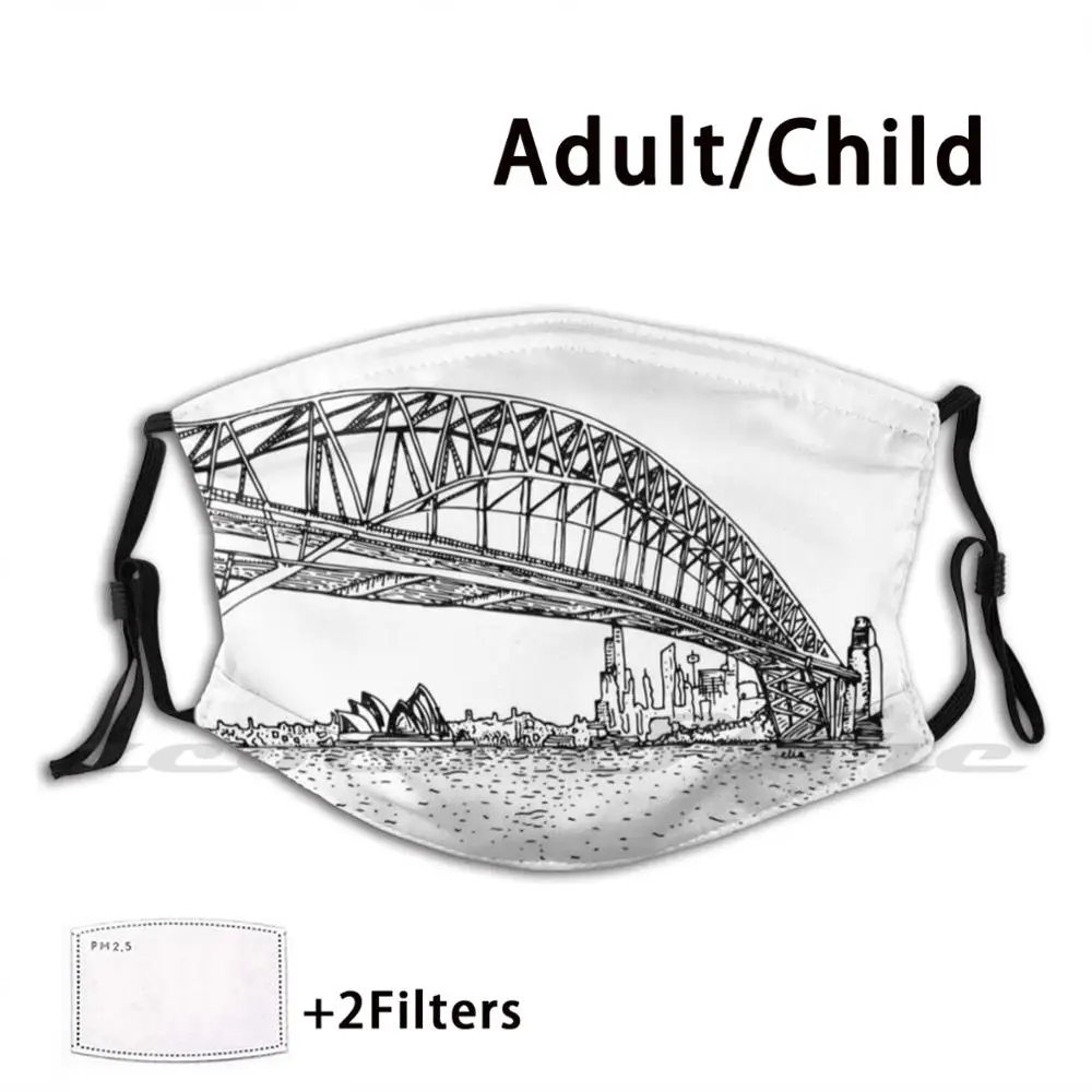 

The Sydney Harbour Bridge And Opera House Washable Trending Customized Pm2.5 Filter Mask Bridge Harbour Australia Sydney