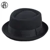 FS Vintage Pork Pie Hat Men Wide Brim Wool Felt Fedora Black Hat Mans Church Jazz Ribbon Trilby Panama Gangsters Caps ► Photo 3/6