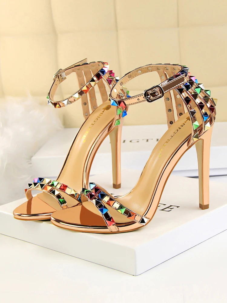 Colorful Gladiator Sandals  Rivet High Heels