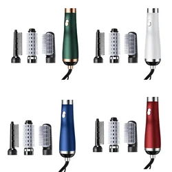 Electric Hair Dryer Brush, Hot Air Hair Blow Dryer, Rotating Hair Straightener Curler with 3 Replaceable Head Styling Salon Tool