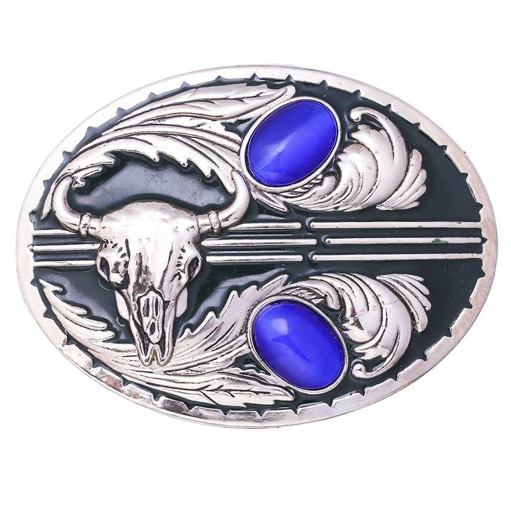Retro Gem Belt Buckle Indian Tribal Bull Head Rodeo Cowboy Belt Clamp Parts