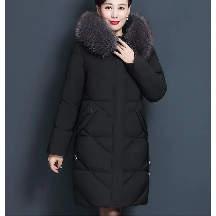 

200 Middle-aged down Jacket Cotton-padded Clothes Mom Cotton-padded Clothes Mid-length Middle-aged WOMEN'S Dress Thick Cotton-pa