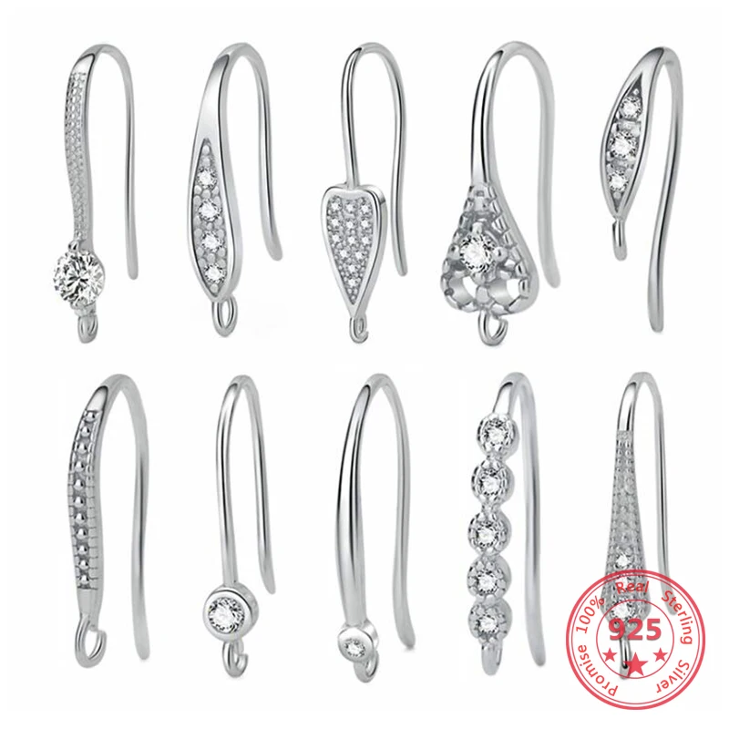 Серьги из серебра 925 пробы с инкрустацией фианита|Ювелирная фурнитура и