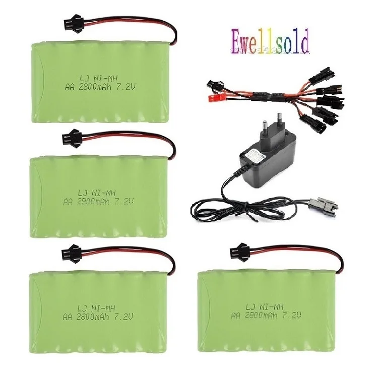 Ewellsold 7,2 V 2800mAh Ni-MH AA перезаряжаемая батарея с зарядным устройством для RC автомобиля RC лодка RC грузовик JST/SM/пробка из Тамия