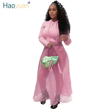 

HAOYUAN Mesh Pink Hoodies Womens Fall Clothing rave festival Sweatshirt Long Sleeve Hoody Tops Sweatsuit Oversized Hoodie Dress