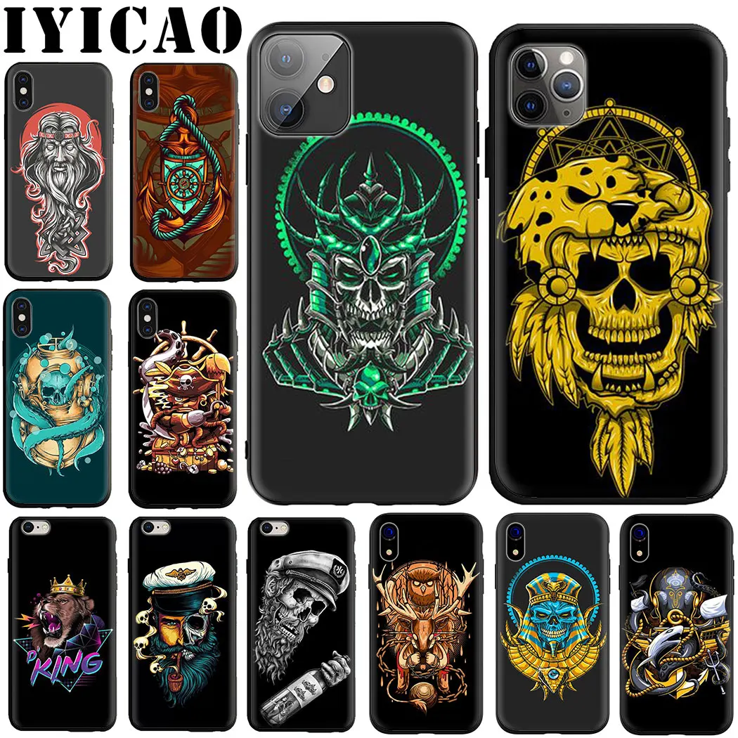 Крутой Скелет Мягкий силиконовый чехол для телефона iPhone 5 6 7 8 11 5S 6s Plus 7Plus 8Plus X XS XR