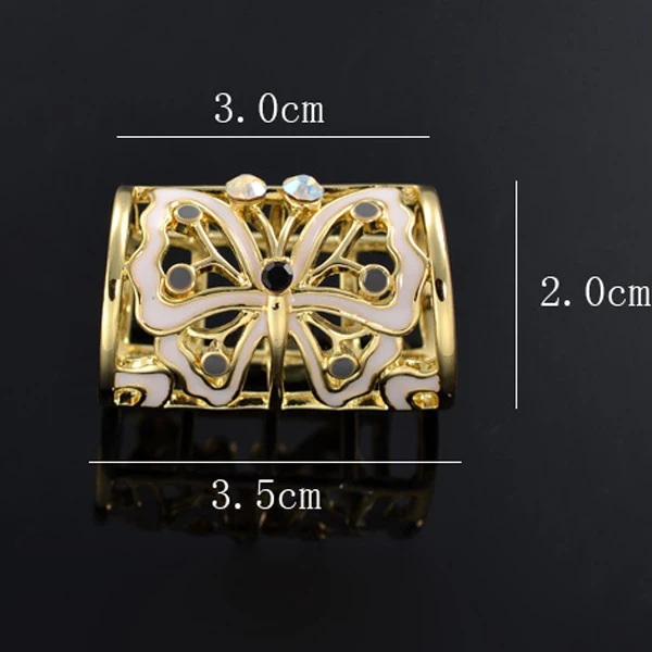 2pcs Vintage Butterfly Scarf Buckle Ring Scarf Clip Slide Tube Scarf Jewelry Gold Tone