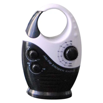 

Portable Hanging Shower Radio Bathroom Button Battery Powered Music Speaker AM FM Waterproof Insert Card Top Handle Mini
