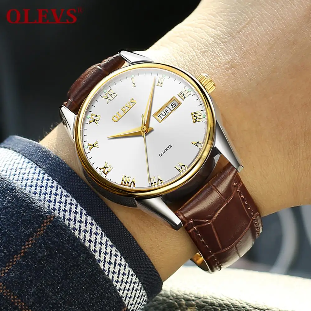 

New fashion waterproof quartz watch man and woman's multifunctional wristwatch with double calendar