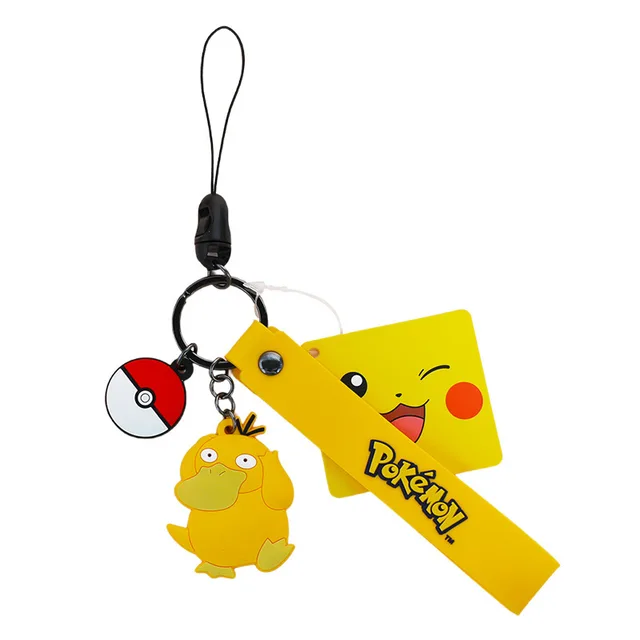 Authentic Pokemon Action Figure Pikachu Keychain Pokémon Keychain Squirtle Psyduck Keychain Backpack Pendant Model Car Keychains Psyduck 2