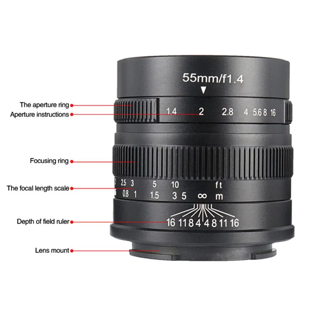 7artisans 55 мм F1.4 Prime объектив с большой диафрагмой Авто Фокус объектив для Sony для Fuji для Canon для M43 DSLR камеры Объектив Аксессуары