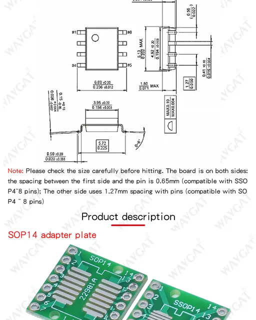 MissBirdler Lot de 3 cartes d'adaptation SOP16 SSOP16 TSSOP16