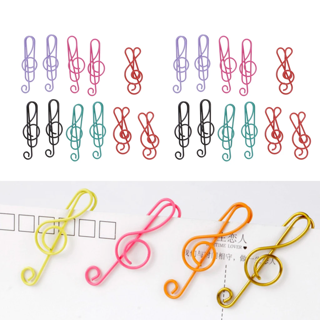 40 Pieces Each Pack Colorful Metal Paper Clips Office Home School Table Organize Tool, CUTE Music Symbol Shape