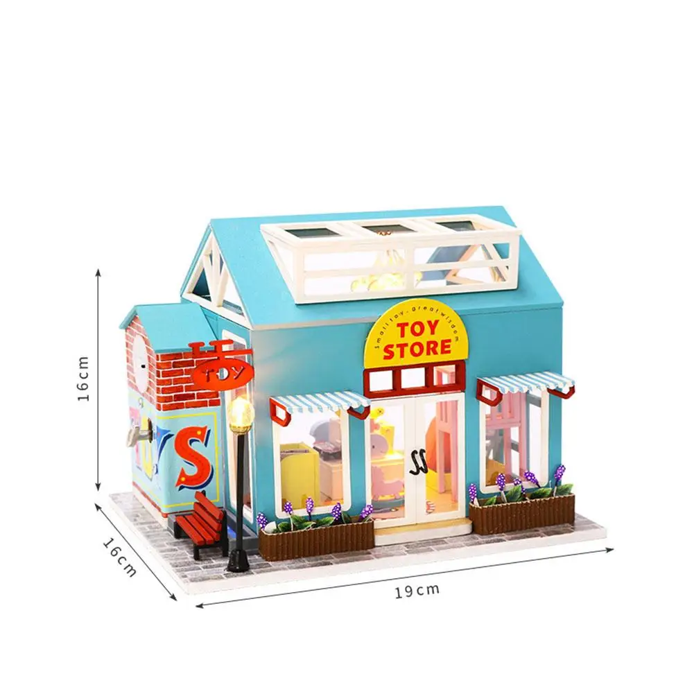 Doll House Miniature DIY Model Dollhouse Toy Store Handmade Toy With Clockwork Movement Dust Cover Model Assembly