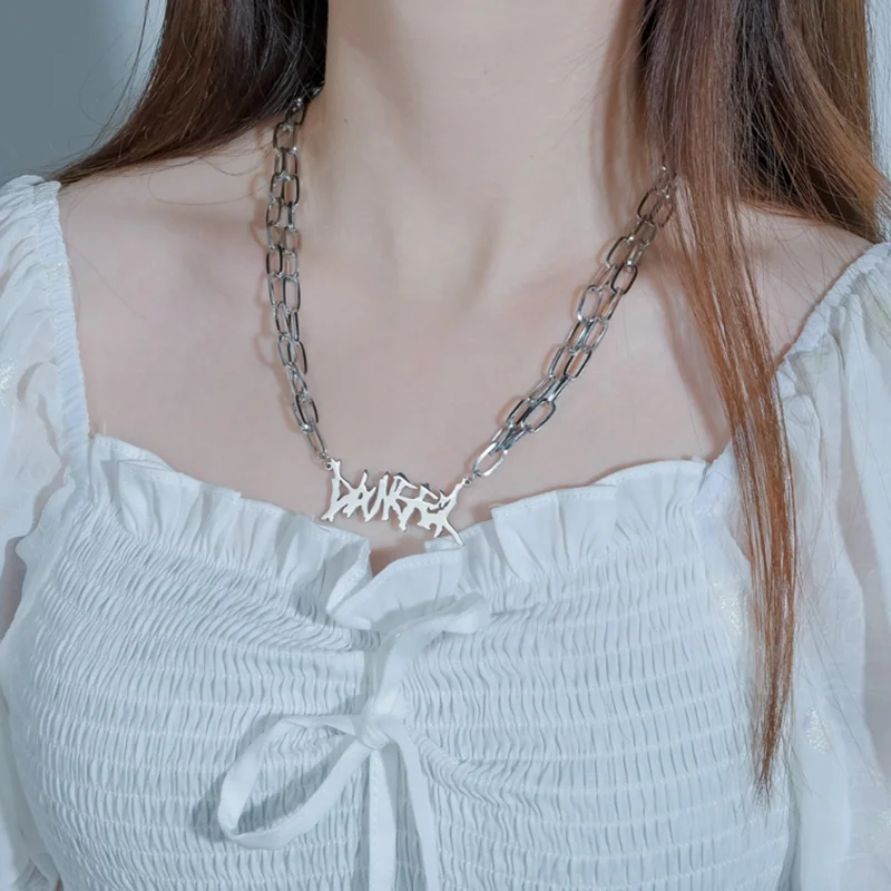 Ожерелье чокер из толстой цепи модное ожерелье граффити подвеска нержавеющей