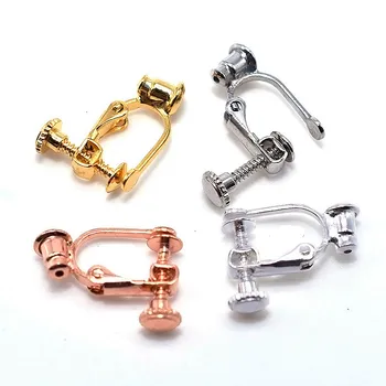 

2Pcs Screw Ear Clips Non-Pierced Earring Brass Clip-on Earring Components For Women DIY Jewelry Marking Accessories Findings
