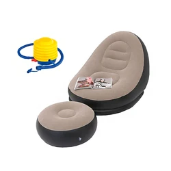 Silla con recubrimiento de pila para exteriores, bolsa de frijol, sofá perezoso inflable, plegable, reclinable, sofá cama para exteriores con Pedal y bomba, sofá individual