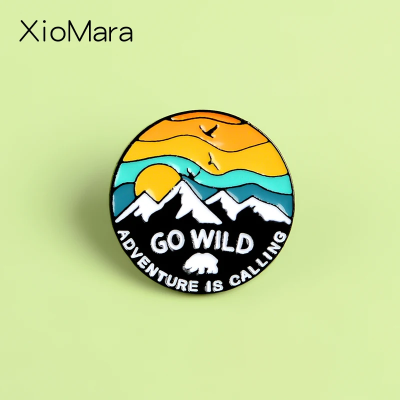 Приключения называют эмалированную булавку Go Wild Explore Nature Mountain Polar Bear Броши