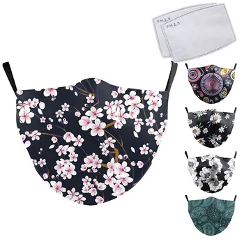 

Flower Face Mask Aztec Printed Masks Fabric Adult Protective PM 2.5 Anti Dust Mouth Cover Washable Reusable Mouth Filter Masks
