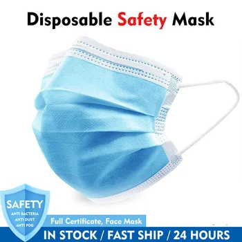 

Disposable face mask 10/50/100/200 PCS Anti dust Mask Protect Filter Dustproof Earloop Mouth Mask 3 layers Non-Woven Mascara