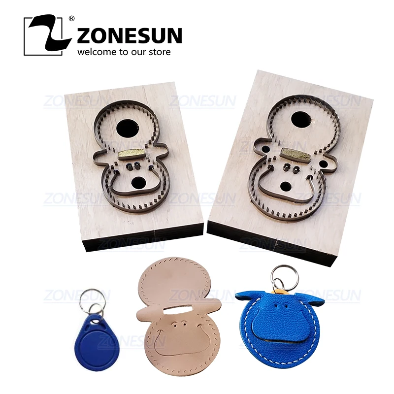 ZONESUN C4 Entrance Card Holder Custom Leather Cutting Die Handicraft Punching Tool DIY Paper Clicker Die Wooden Template