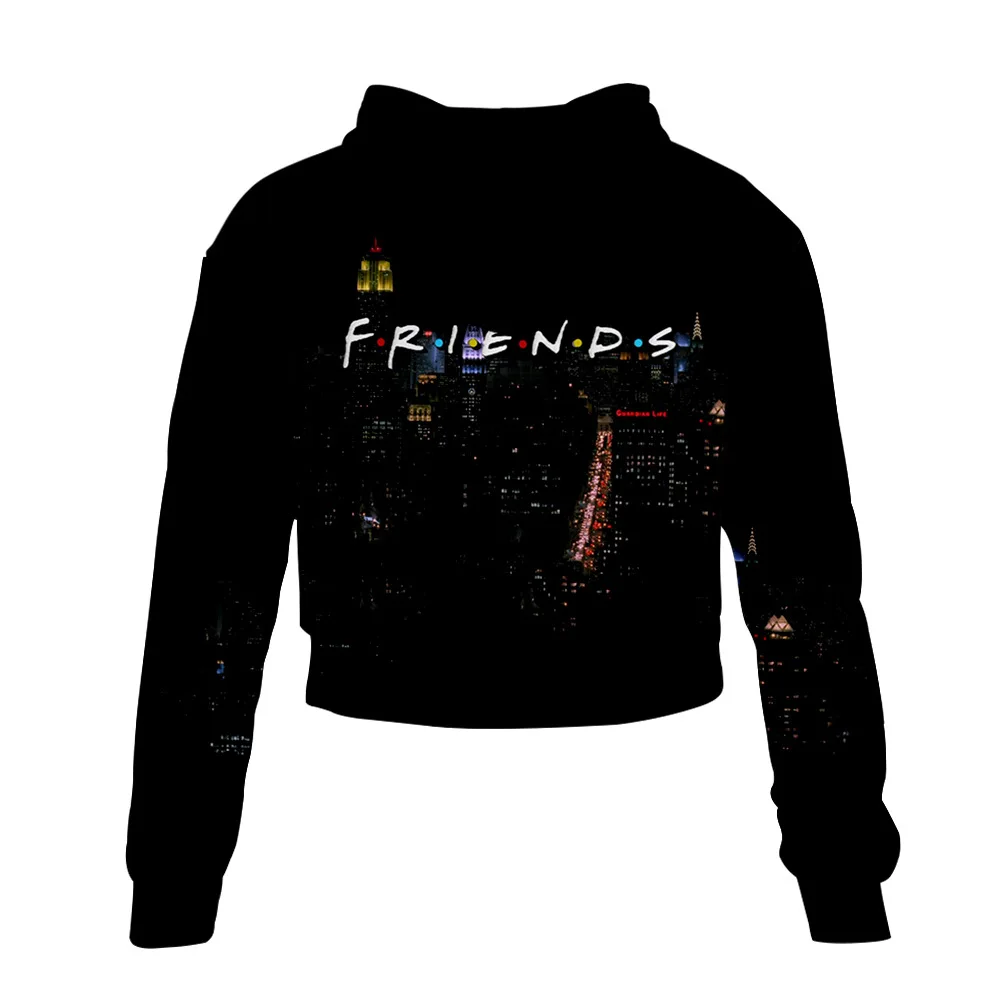 Модный принт толстовка с капюшоном для друзей sweashirts женский укороченный топ рубашка Harajuku Горячая одежда толстовки с длинными рукавами пуловер Одежда