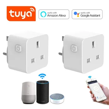 

Tuya WiFi Smart Socket UK 13A 100-240V AC Wireless Smart Plug Timer APP Voice Control Works With Alexa Google Assistant