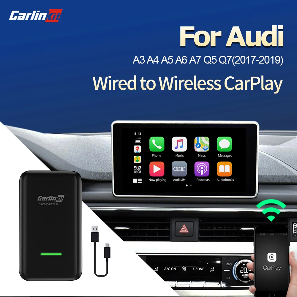 Carlinkit 2.0 CarPlay Wireless for Audi A1 A3 A4 A5 A6 A7 A8 Q2 Q3 Q5 Q7 S4 MMI Carplay2Air Adapter Activator USB Dongle iPhone