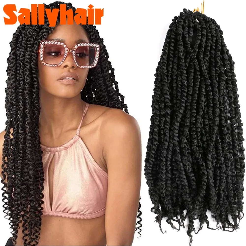 Sallyhair Bomb Passion Twist Fluffy Pre-Twist Crochet Braids Ombre Nubian Twists Synthetic Braiding Hair Extension For Women |