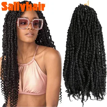 

Sallyhair Bomb Passion Twist Fluffy Pre-Twist Crochet Braids Ombre Nubian Twists Synthetic Braiding Hair Extension For Women