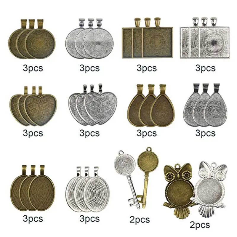 35 шт./компл. кулон металлический лоток Силиконовая форма набор ювелирные украшения сделай сам форма с дном ожерелье браслет брелок изготовление аксессуаров