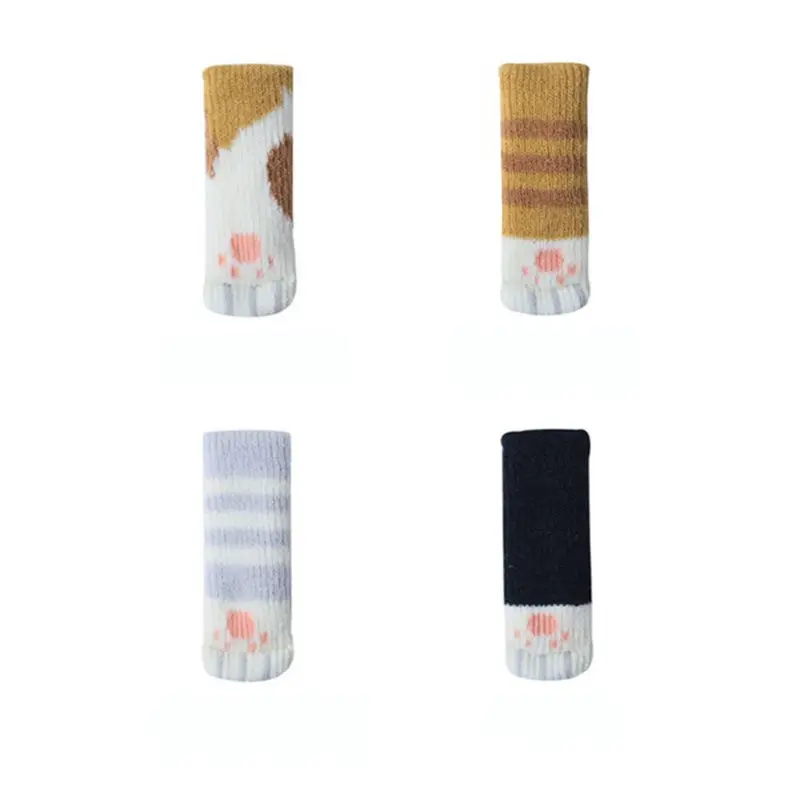 4pcs Chair foot cover Knitted Cat Paws Protective Desk Leg Socks Furniture Feet Sleeve Dining Table Floor Non-Slip Protector