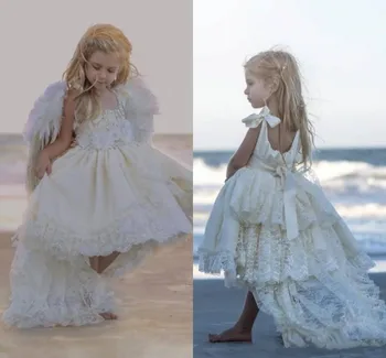 

Beautiful Ivory White Flower Girls Dresses Lace Pearls Girls Pageant Gowns for Kids Wedding Party Custom Made 2-14Year