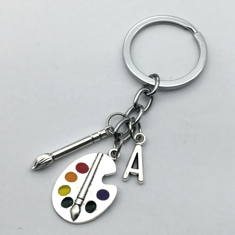 Paleta de pintor ovalada, herramienta de pincel, llavero de colores, dibujo de letras, A-Z, empresarial, regalo para pintor, 1 Uds.
