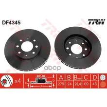 Диск Тормозной Передний Mitsubishi Galant Iv-Vi 88-00(276мм) Df4345 TRW/Lucas арт. DF4345