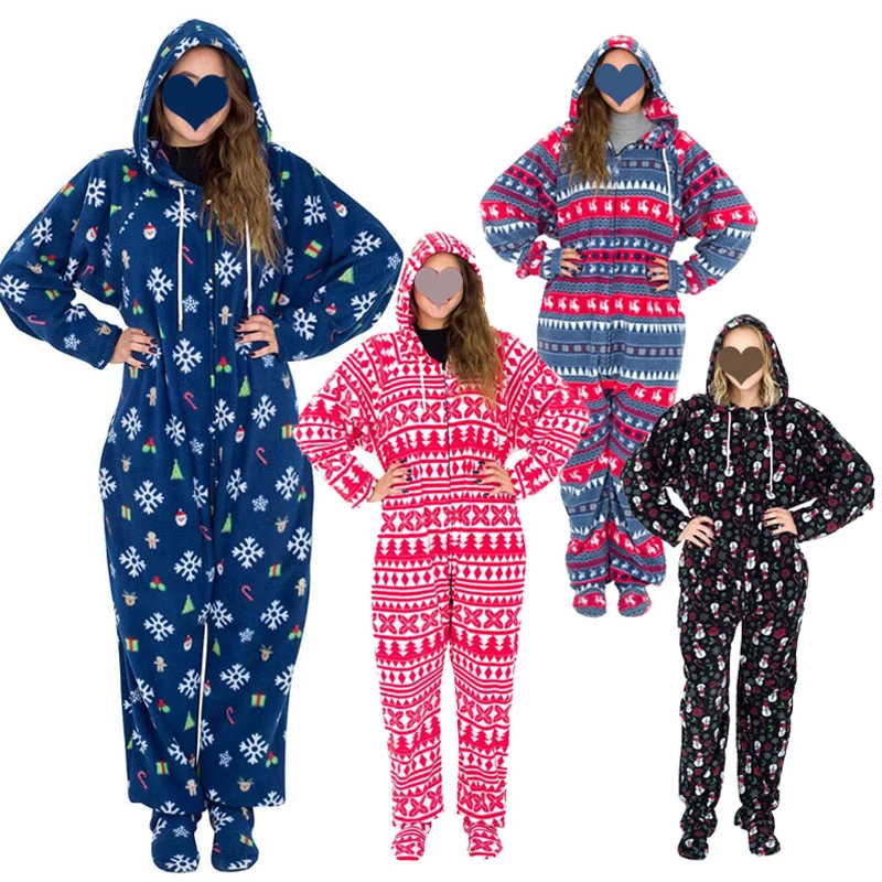 

Christmas Clothes Onesie Women Winter Long Sleeve Hooded Pyjamas Onesie Christmas Pajamas for Women One Piece Jumpsuit Sleepwear
