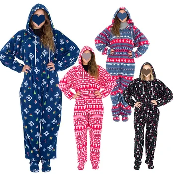 

Christmas Clothes Onesie Women Winter Long Sleeve Hooded Pyjamas Onesie Christmas Pajamas for Women One Piece Jumpsuit Sleepwear