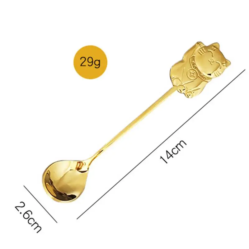 Luck Cat ложка для размешивания кофе 304 из нержавеющей стали Милая мультяшная десертная ложка для еды ужин кухонная кофейная посуда