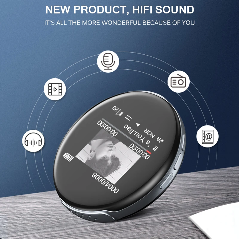 Круглый mp3-плеер Модный Bluetooth спортивный мини MP3-плеер Портативный аудио 8 Гб со встроенным динамиком FM Электронная книга музыкальные плееры