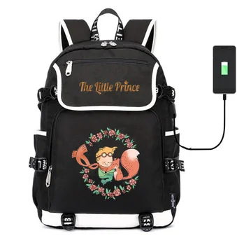 

The little Prince canvas School Bag printing Backpack USB charging shoulder bag Laptop bag travel bag rucksack for teenagers