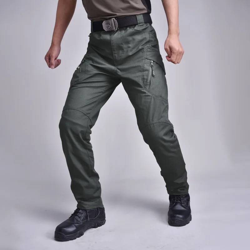 IX9 город тактические брюки мужские армейские спецназ Мужские штаны военного образца хлопок Мульти карманы стрейч гибкие брюки карго - Цвет: Army Green 1011