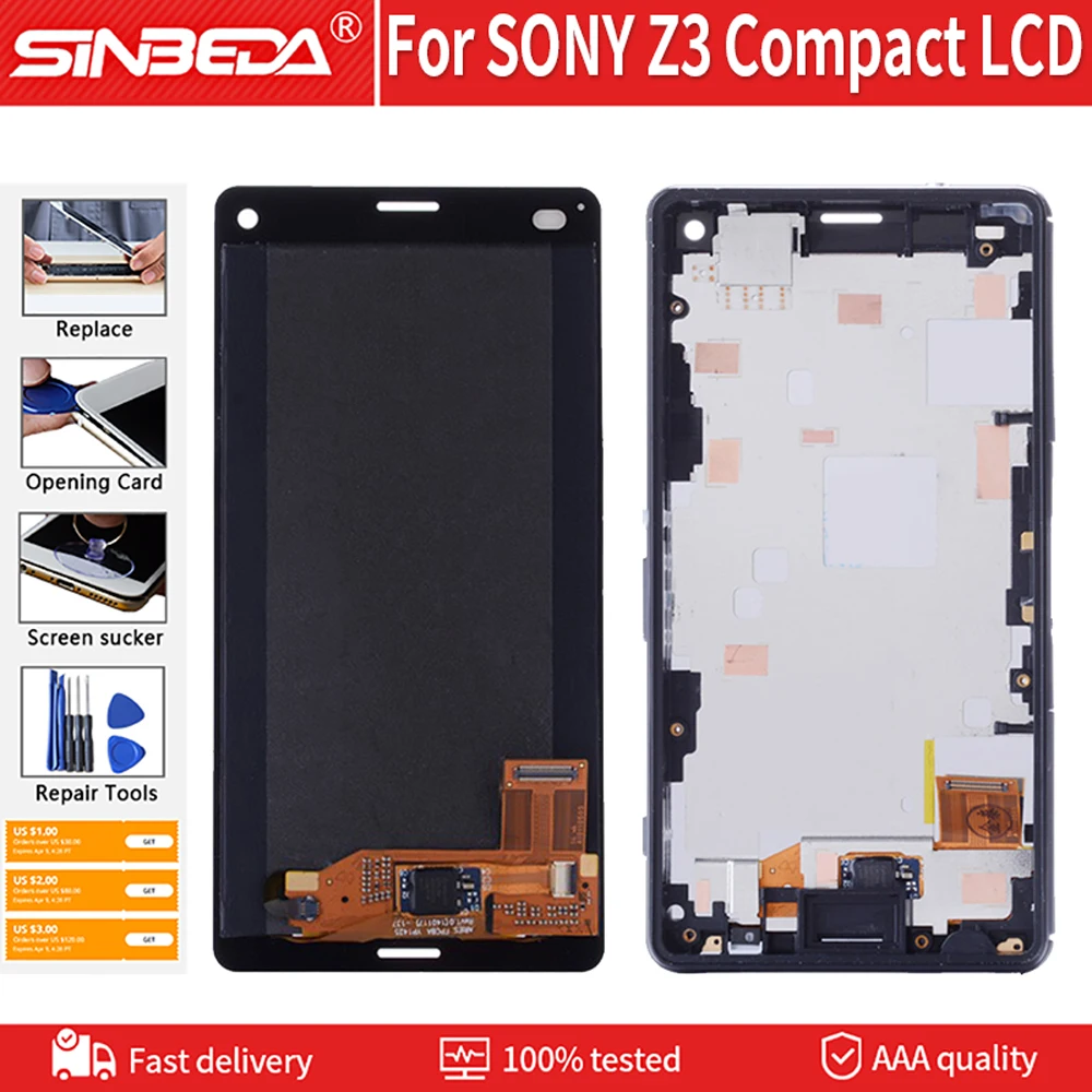 ЖК-дисплей 4 6 дюйма для SONY Z3 Compact D5803 D5833 с рамкой модуль монитора панель сенсорным