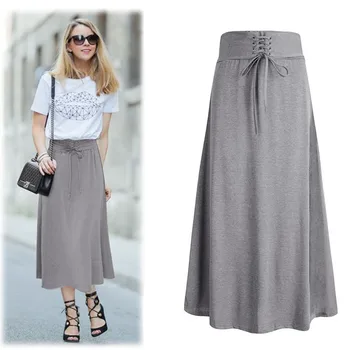 

2020 New Women's Cloth Spring Solid Fashion Skirt Formal Office High Waist Skirt Streetwear Free Size Midi Skirt Falda Larga#G30
