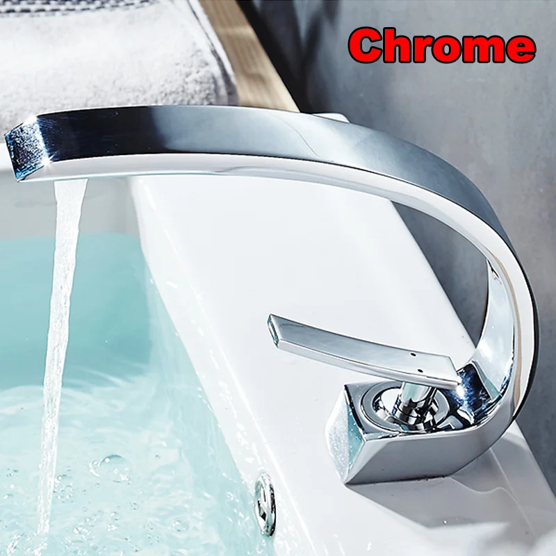 Chrome Deck Mount Wave Style Chrome Nickel Bathroom Basin Faucet Water Tap Basin Sink Tap Mixer Water taps Single Handle Hole - Цвет: Chrome